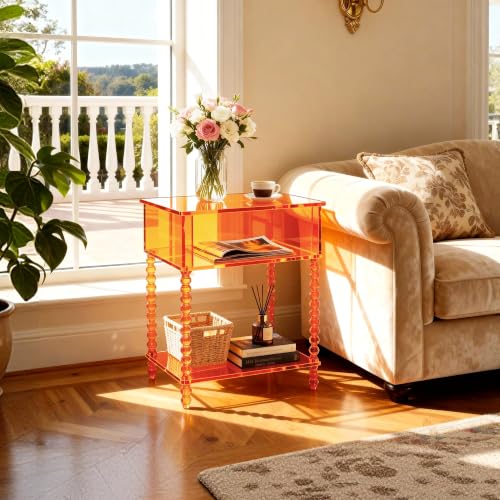 Acrylic Side Table (Orange / Large)