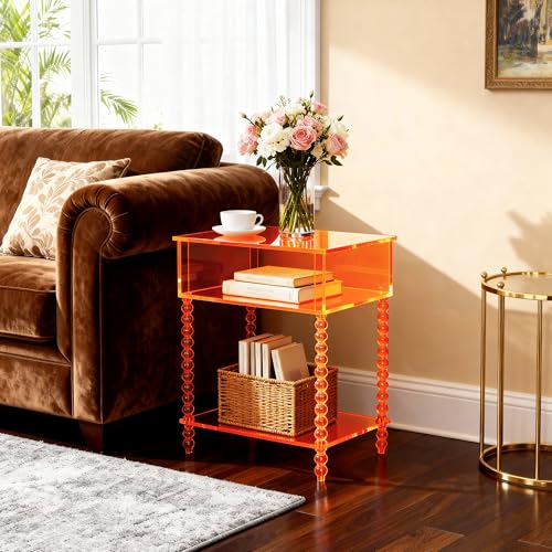 Acrylic Side Table (Orange / Large)