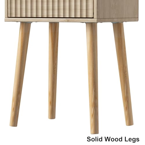 Nightstands Set of 2 (Natural / Fluted Style)