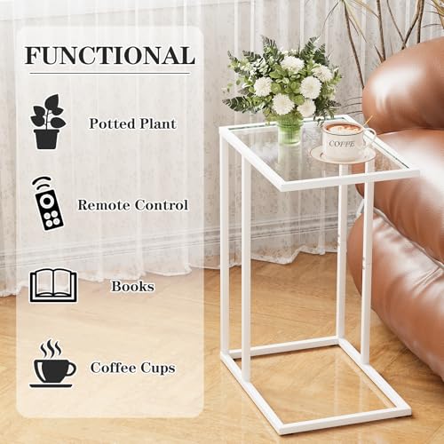Small C Shaped Table for Sofa (White)