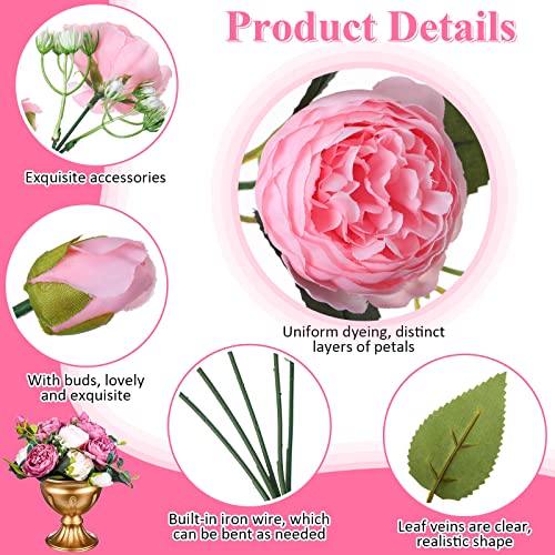24 Bundles Artificial Peonies Flowers (Light Pink, White)