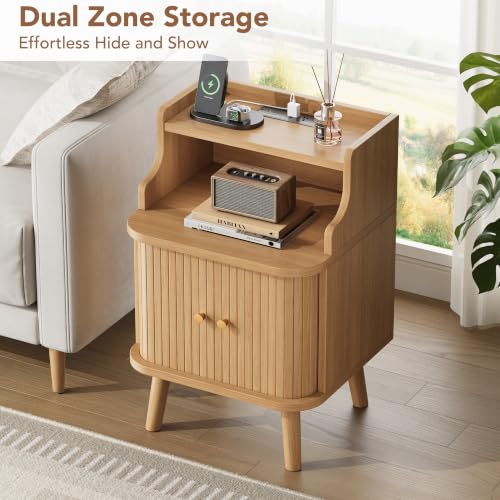 Mid Century Modern Nightstand Set of 2 (Oak / 2 PACK)