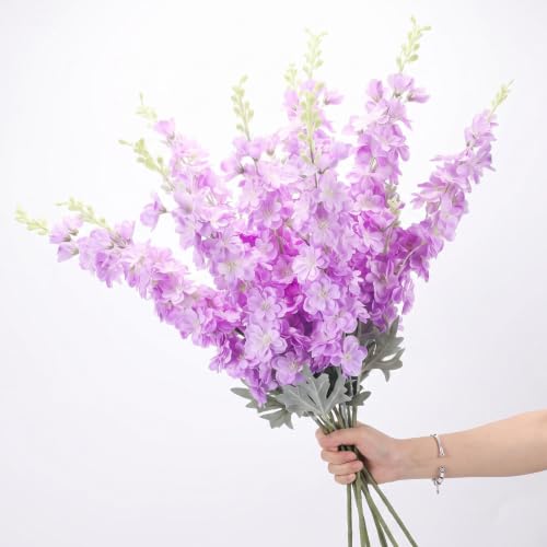 12 Pcs Purple Delphinium Artificial Flower Bulk (34.25" / Purple)