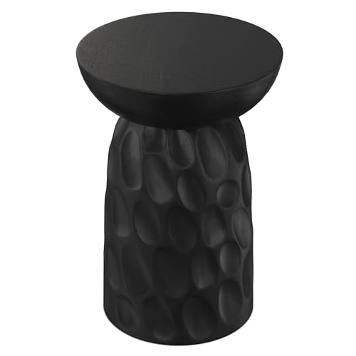 Boyd 13" Wide Solid Wood Round End Table in Black (Black / 13 inch)