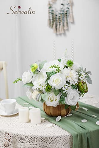 White Artificial Flowers Combo (Blooming White Green / 1 Box)