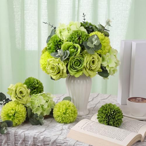 98pcs Artificial Flowers with Stems (Green Color)