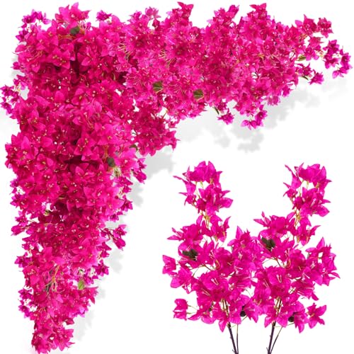 16 Pack 38" Artificial Bougainvillea Silk Stems (Rose Purple Red,)