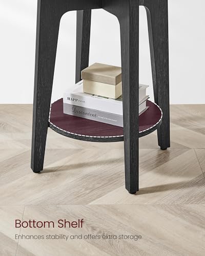 Round Side Table with Lower Shelf (Charcoal Gray / 1 pack)