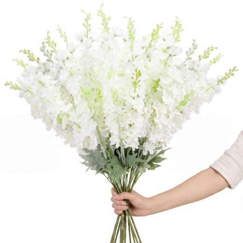 42 Pcs White Delphinium Artificial Flower Bulk (34.25" / White)