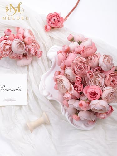 32Pcs Dusty Rose Ranunculus Artificial Flowers for DIY Home Wedding (Dusty Rose)