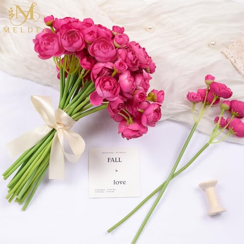 32Pcs Rose Red Ranunculus Artificial Flowers Home Wedding Decor (Rose Red)