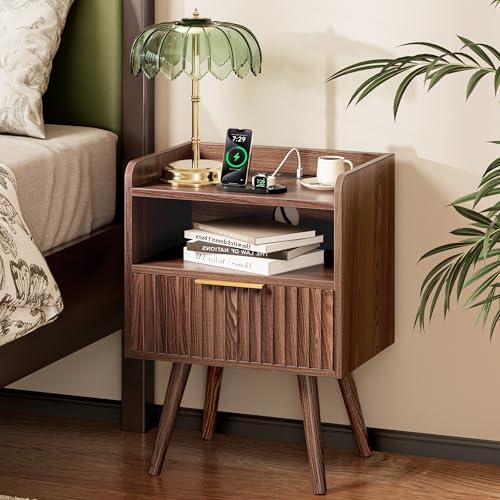 Nightstand with Charging Station (Walnut)