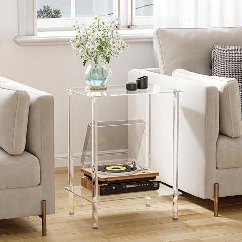 Tempered Glass Side Table (Transparent / 2 tier Normal)