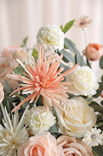 Artificial Flowers Combo Box Set Faux Flowers Bulk Flower Leaf with Stems Arrangements for DIY Wedding Bouquets Party Table Centerpieces Home Decorations Indoor Outdoor (Champagne)