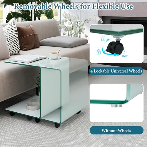 Tempered Glass Side Table (White)