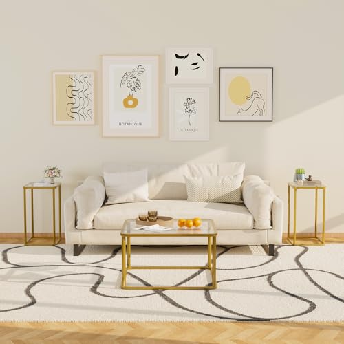 Glass Side Table Two Set Modern Bedside Table for Bedroom (Gold / 15.8"x11.8"x20.8" 2 PCS)