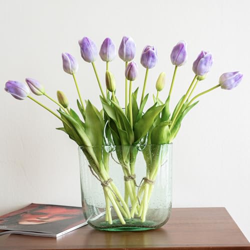 15pcs Artificial Tulips Flowers (15pcs Lavender (No Vase))