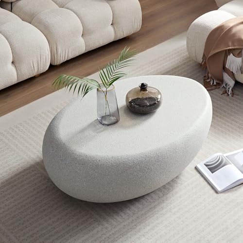 43" Fiberglass Elliptical Matte Coffee Table with Round Edge Design (Beige / 43"(Elliptical))