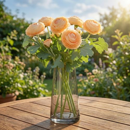 Artificial Ranunculus Flowers with Real Touch Stem (Champagne / 6)
