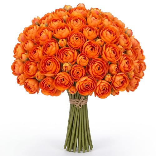48 Pcs Ranunculus Artificial Flower (Orange)