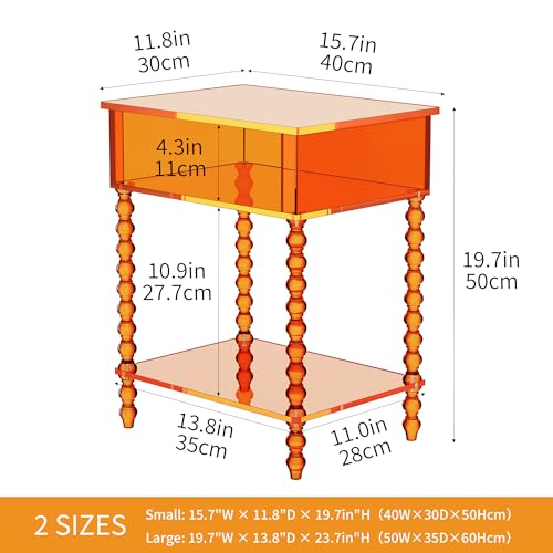 Acrylic Side Table (Orange / Small)
