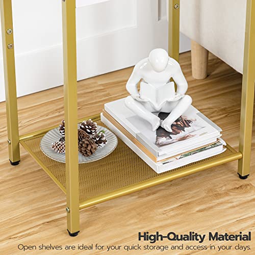 Side Table, 2-Tier End Table, Nightstand for Tight Spaces