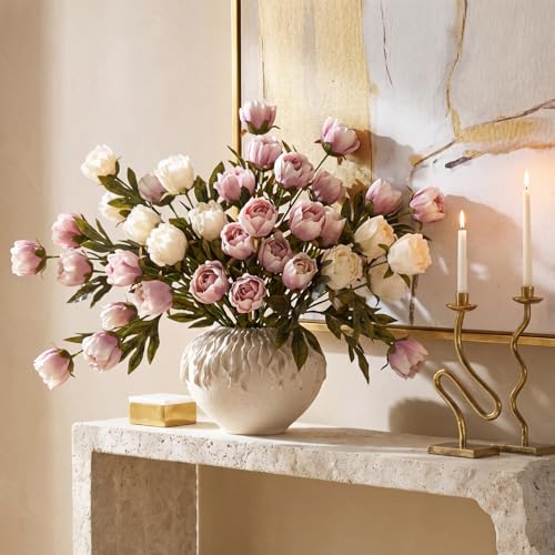 Faux Silk Peony Artificial Flowers Stem for Vase (Mix Color)
