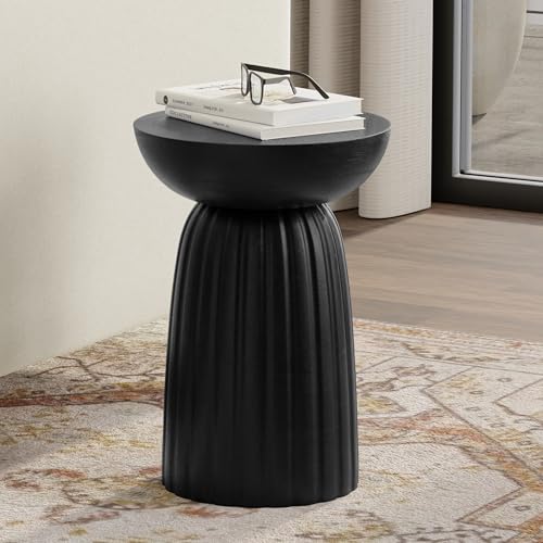 Boyd 13" Wide Solid Wood Round End Table in Black (Black / 13 inch)