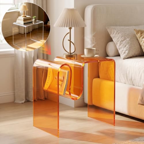 Acrylic Side Table (Amber Tint)