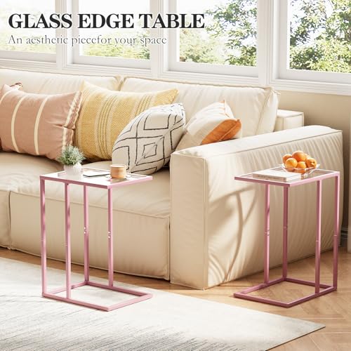 C Shaped End Table Set of 2 (Pink)