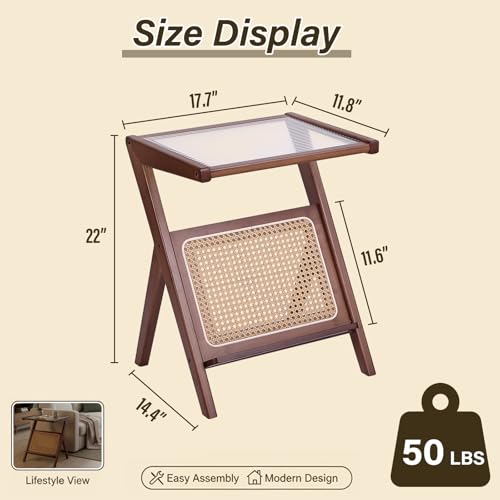 2 Pack Small Brown Rattan Nightstands (2 Pack Rattan-small-brown)