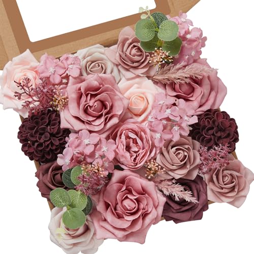 Artificial Flowers Combo Dusty Pink Fake Rose Flower for Wedding (A Baby Dusty Rose / 1 Box)