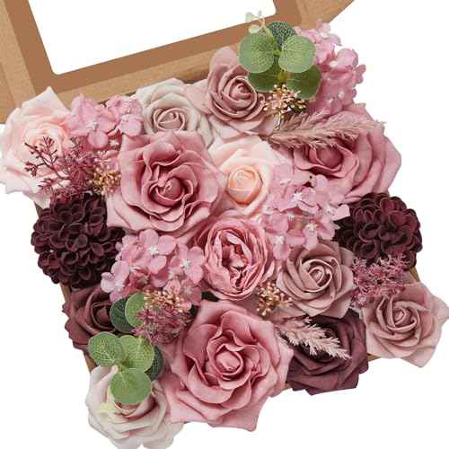 Artificial Flowers Combo Dusty Pink Fake Rose Flower for Wedding (A Baby Dusty Rose / 1 Box)