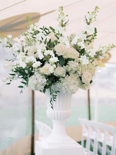White Flower Larkspur Artificial Flowers 5PCS Faux Delphinium Silk for Vase (5pcs-white)