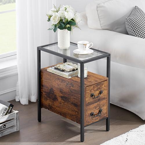 End Tables 24" Height Narrow Nightstands (Vintage Brown / Set of 1)