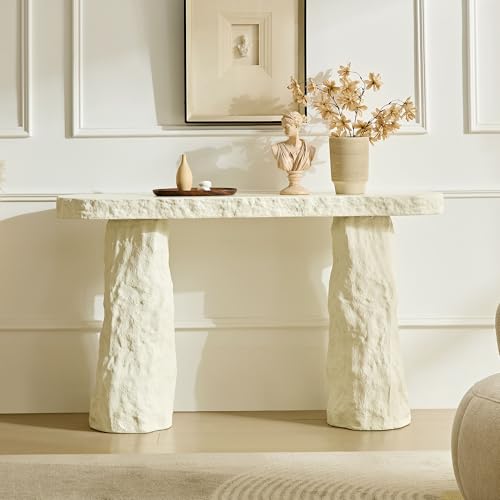 54" Rectangular Fiberglass Console Table with Matte Rocks Design (Beige / 54"(Rectangular))