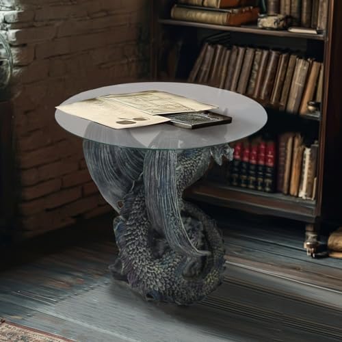 19" H Medieval Evil Dragon Pedestal Table End Table Side Table