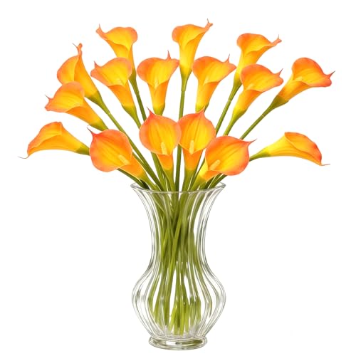 Red Calla Lily Artificial Flowers 22pcs 25" Faux Calla Lillies (Sunset Red)