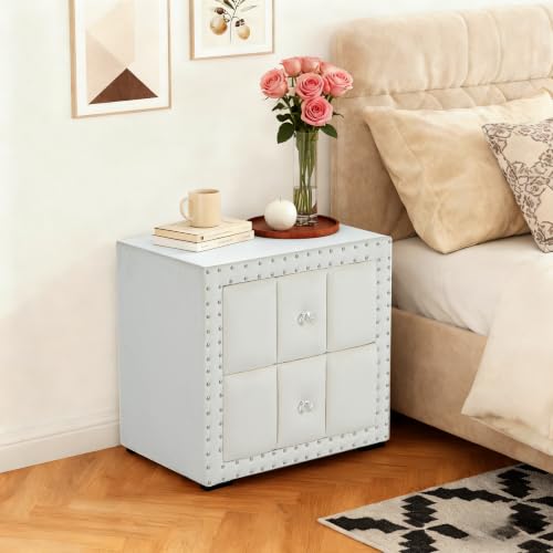 Contemporary Tufted Nightstand (Beige)