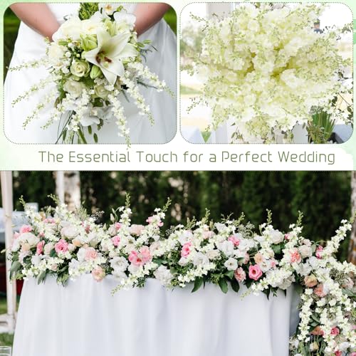 20 Delphinium Artificial Flowers 33.5" Long Stem (White)