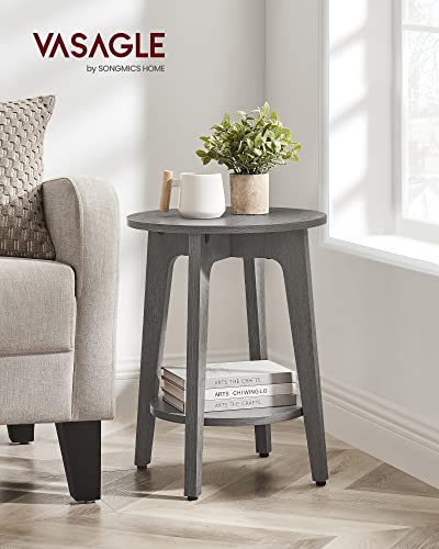 Round Side Table with Lower Shelf (Smoky Gray / 1 pack)