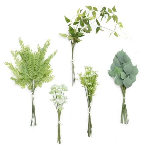 Artificial Greenery Stems Box Set (Grn-light Green & White)