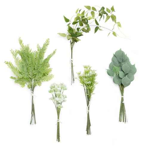 Artificial Greenery Stems Box Set (Grn-light Green & White)