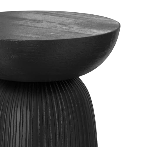 Boyd 13" Wide Solid Wood Round End Table in Black (Black / 13 inch)