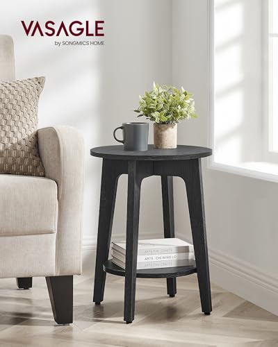 Round Side Table with Lower Shelf (Charcoal Gray / 1 pack)