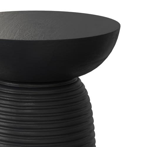 Boyd 13" Wide Solid Wood Round End Table in Black (Black / 13 inch)