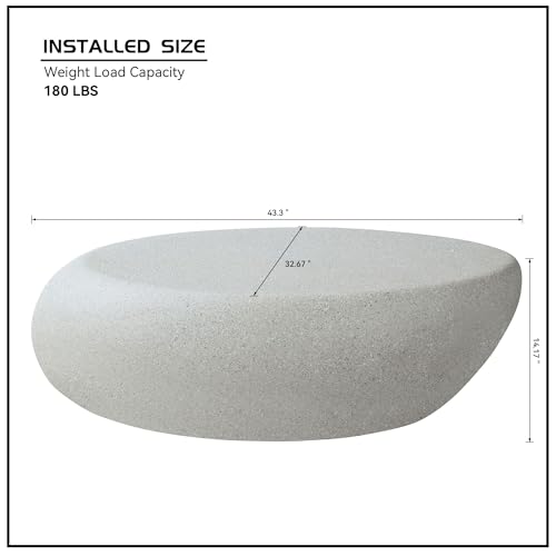 43" Fiberglass Elliptical Matte Coffee Table with Round Edge Design (Beige / 43"(Elliptical))