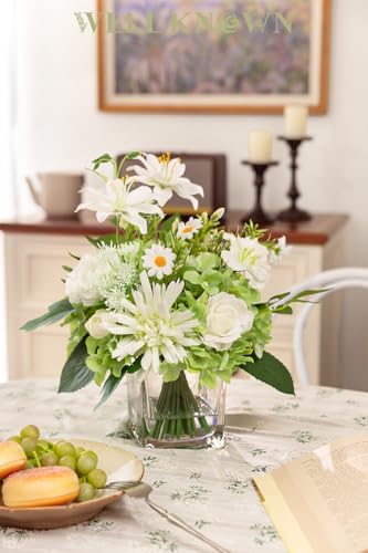 Artificial Flowers in Vase with Fake Water (White & Green)