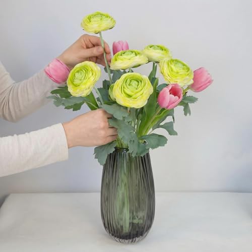 Green Artificial Ranunculus Flowers with Real Touch Stem (Green / 6)