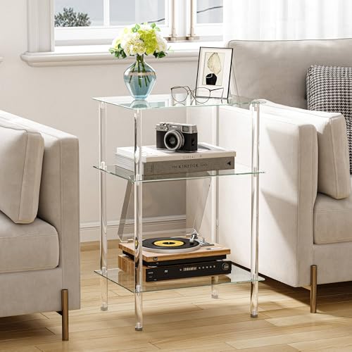 Tempered Glass Side Table (Transparent / 3 tier High)
